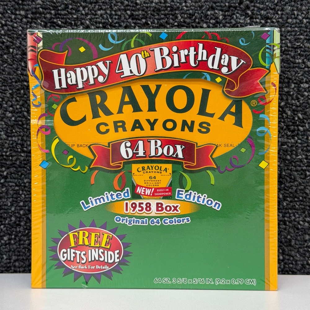 Vintage‎ Crayola 64 Crayons 1958 Limited Edition 40th Birthday Box 1998 Sealed